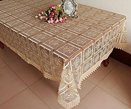 Tasleffa Gorgeous Machine-made Charming Lace Embroidered Tablecloth: 68x104