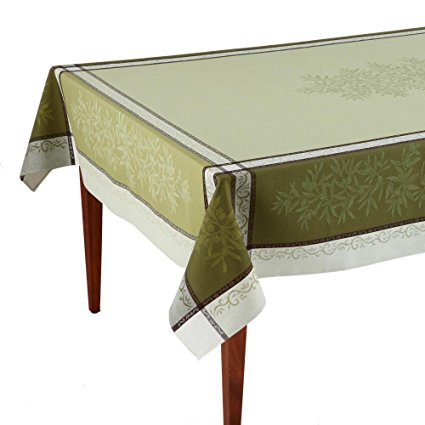 Olive Vert Jacquard French Tablecloth, 63 x 79 (4-6 people)