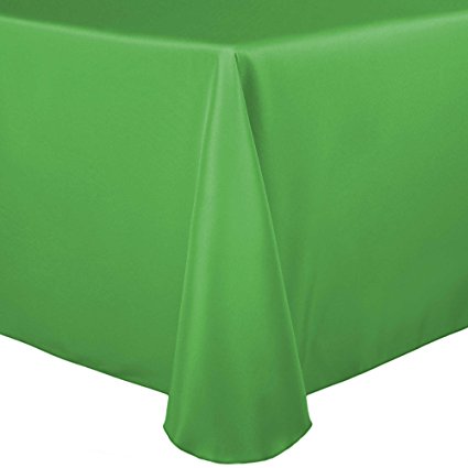 Ultimate Textile (5 Pack) 60 x 102-Inch Oval Polyester Linen Tablecloth - for Home Dining Tables, Kelly Green