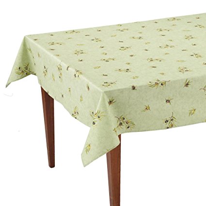 Occitan Imports Clos des Oliviers Amande All Over Rectangular French Tablecloth, Coated Cotton, 61 x 118 (8-10 people)