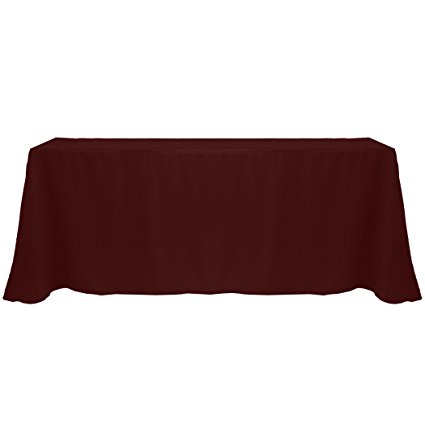 Ultimate Textile (5 Pack) 90 x 156-Inch Rectangular Polyester Linen Tablecloth with Rounded Corners - for Wedding, Restaurant or Banquet use, Burgundy Red