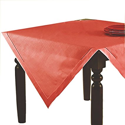 Terracotta Orange Handmade Classic Hemstitch Tablecloth, 65