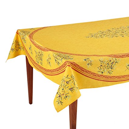 Clos des Oliviers Safran Rectangular French Tablecloth, Coated Cotton, 63 x 98 (6-8 people)