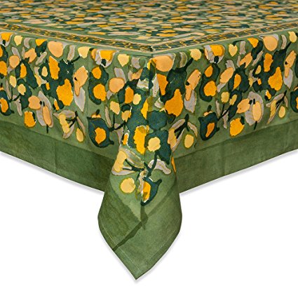 Couleur Nature Fruit Design Tablecloth, 71-inches by 71-inches, Yellow/Green
