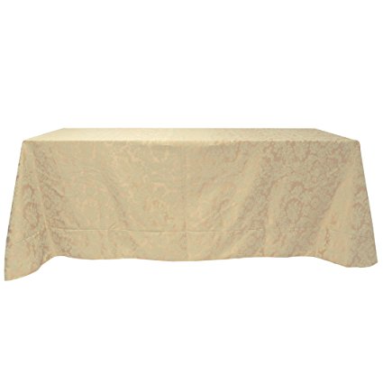 Ultimate Textile (2 Pack) Miranda 90 x 132-Inch Rectangular Damask Tablecloth - Jacquard Weave, Champagne Ivory Cream