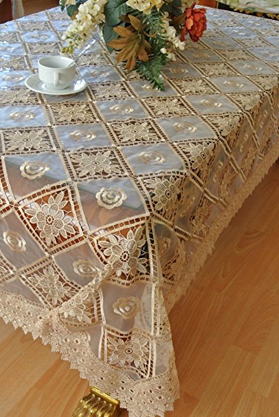 Beautiful Guipure/venice Lace Embroidered Linens Tablecloth: 68
