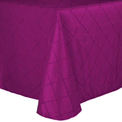 Ultimate Textile (5 Pack) Embroidered Pintuck Taffeta 52 x 70-Inch Oval Tablecloth Raspberry