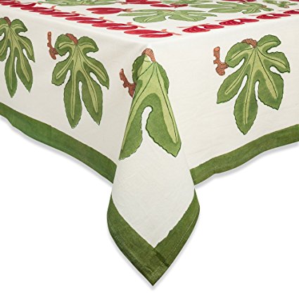 Couleur Nature 59-inches by 86-inches Fig Tablecloth, Red/Green