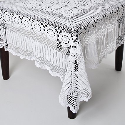 Fennco Styles Handmade Crochet Lace Cotton Tablecloth (72