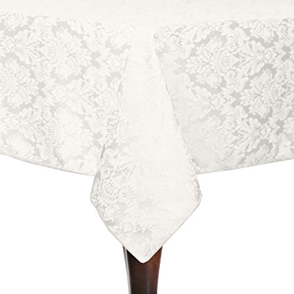 Ultimate Textile (5 Pack) Saxony 72 x 72-Inch Square Damask Tablecloth - Jacquard Weave Emblem Crest Design, White