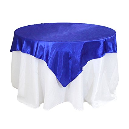 Koyal Wholesale 12-Pack Square Satin Overlay Table Cover, 60 by 60-Inch, Royal Blue
