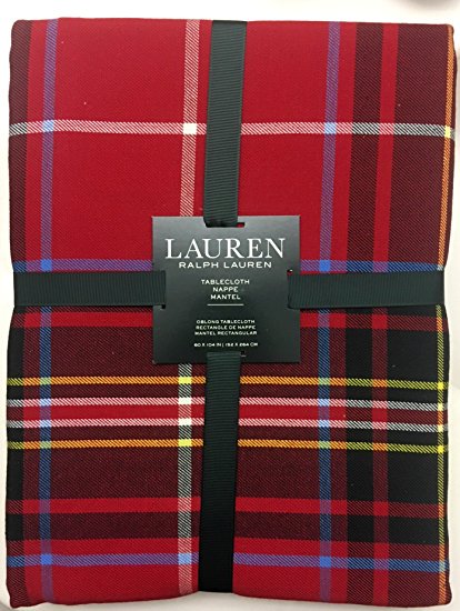 Lauren Ralph Lauren Holiday Baker Plaid Red 60 x 120 Inch Tablecloth