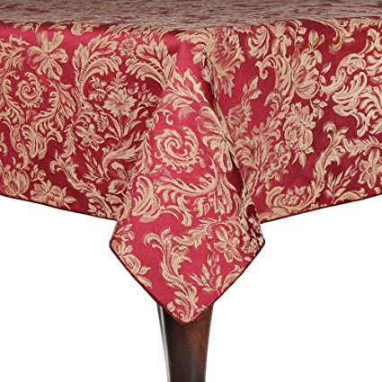 Ultimate Textile (2 Pack) Miranda 84 x 84-Inch Square Damask Tablecloth - Jacquard Weave, Bordeaux
