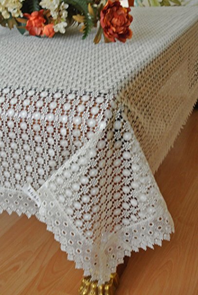 Tasleffa Beautiful Guipure/venice Lace Embroidered Linen Tablecloth:68
