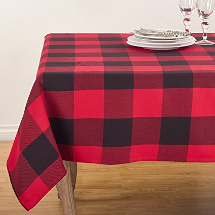 Fennco Styles Holiday Buffalo Check Plaid Design Cotton Tablecloth (65