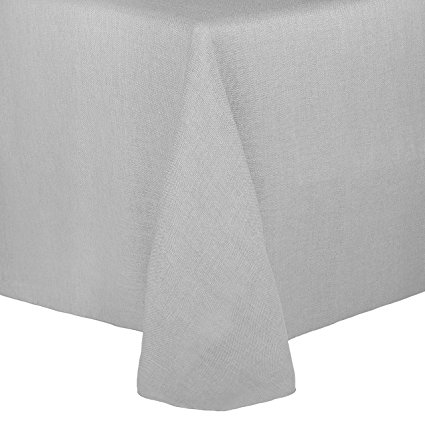 Ultimate Textile (2 Pack) Faux Burlap - Havana 90 x 132-Inch Rectangular Tablecloth - Basket Weave, Silver Grey