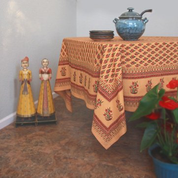 Indian Summer ~ Orange Paisley Print Banquet Tablecloth 70x120