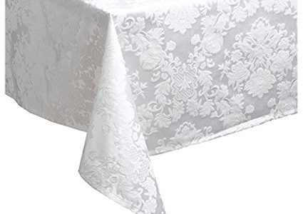 Waterford Table Wiltshire 74 by 84-Inch Oblong Table Cloth, Pearl Review