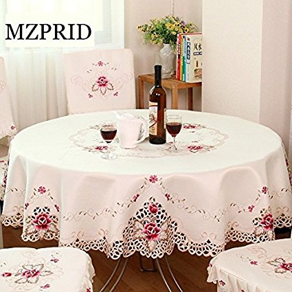 MZPRIDE Europen Rustic Floral Embroidered Tablecloth Round Table Cloth Chair Cover