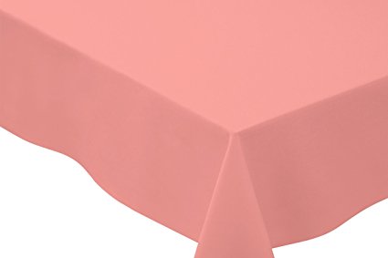 90 x 156 Inch Rectangular Tablecloth with Rounded Corners, Spun Polyester, Light Pink