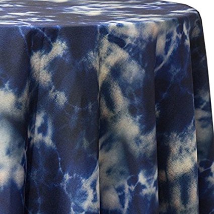 Ultimate Textile Tie Dye Blue 108 x 132-Inch Oval Printed Tablecloth