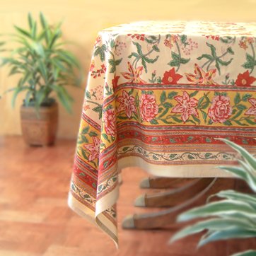 Tropical Garden ~ Colorful Country Cottage Floral Tablecloth 70x120