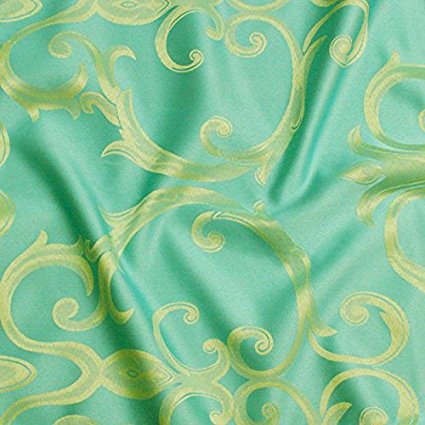 Bright Settings 60 x 144 Inch OVAL Tablecloth, Chopin, Turquoise Gold