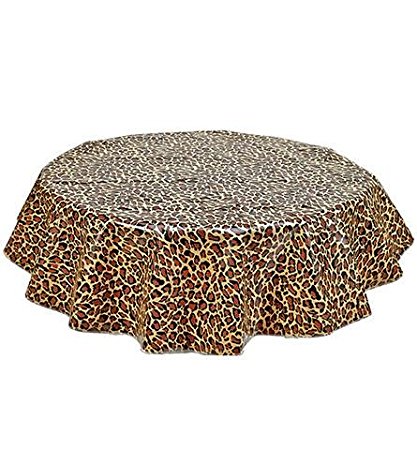 Round Freckled Sage Oilcloth Tablecloth in Leopard - You Pick the Size!
