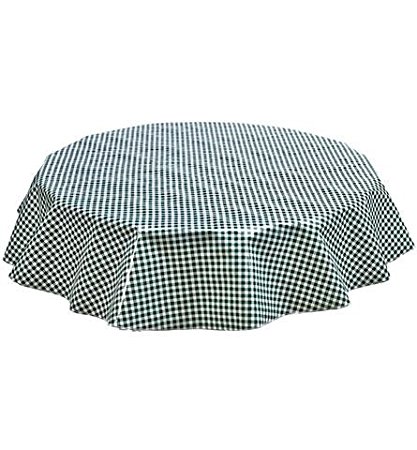 Round Freckled Sage Oilcloth Tablecloth in Gingham Green - You Pick the Size!