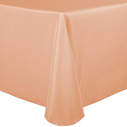 Ultimate Textile (5 Pack) 60 x 102-Inch Oval Polyester Linen Tablecloth - for Home Dining Tables, Peach