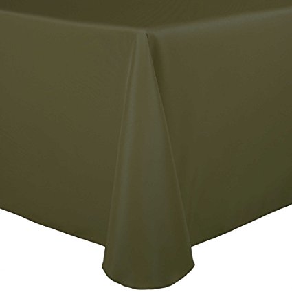 Ultimate Textile (10 Pack) 108 x 108-Inch Square Polyester Linen Tablecloth with Rounded Corners - for Wedding, Restaurant or Banquet use, Olive Green