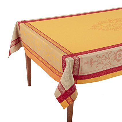 Occitan Imports Montmirail Safran Jacquard French Tablecloth, 63 x 98 (6-8 people)