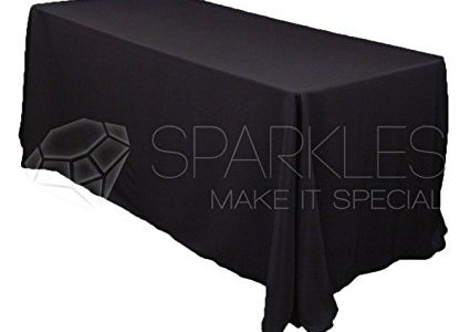 Sparkles Make It Special 10-pcs 90″ x 156″ Inch Rectangular Polyester Cloth Fabric Linen Tablecloth – Wedding Reception Restaurant Banquet Party – Machine Washable – Choice of Color – Black Review