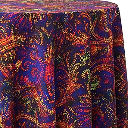 Ultimate Textile Golden Paisley 108 x 132-Inch Oval Printed Tablecloth