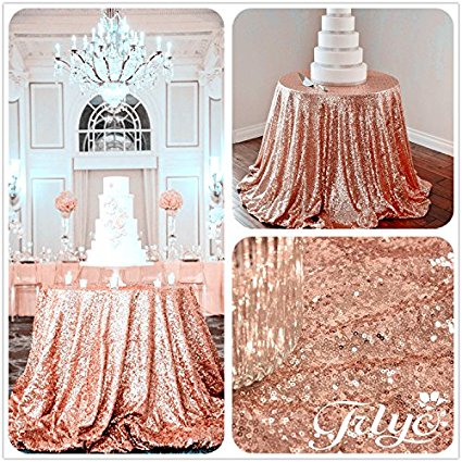156'' Round Sparkly Rose Gold Sequin Table Cloth Sequin Table Cloth, Cake Sequin Tablecloths, Sequin Linens for Wedding
