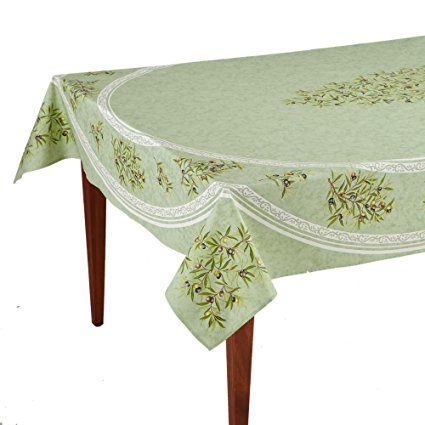 Clos des Oliviers Amande Rectangular French Tablecloth, Coated Cotton, 63 x 98 (6-8 people)