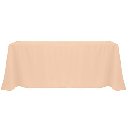 Ultimate Textile (2 Pack) 90 x 156-Inch Rectangular Polyester Linen Tablecloth with Rounded Corners - for Wedding, Restaurant or Banquet use, Peach