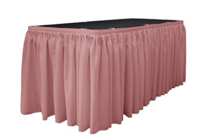 LA Linen Oversized Polyester Poplin Table Skirt 30 -Foot by 29-Inch Long with 20 L-Clips, Dusty Rose