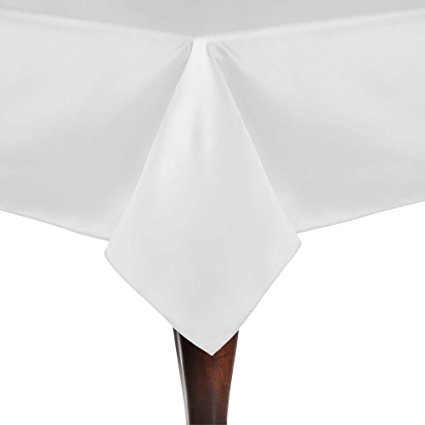 Ultimate Textile (10 Pack) Satin 45 x 45-Inch Square Tablecloth - for Wedding, Special Event or Banquet use, White