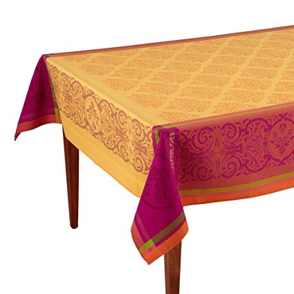 Prestige Jaune/Orange Jacquard French Tablecloth, 63 x 63 (4 people)