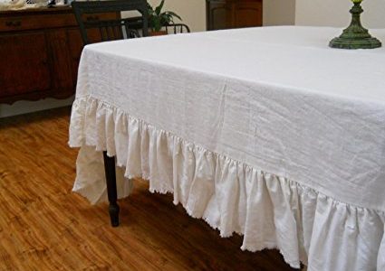 Off White Linen Table Cloth (With Frayed Ruffle) Review