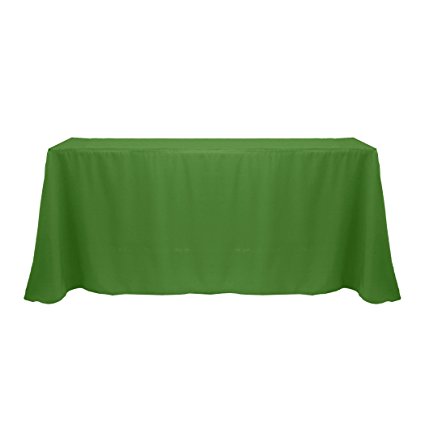 Ultimate Textile (5 Pack) 108 x 132-Inch Rectangular Polyester Linen Tablecloth with Rounded Corners - for Wedding, Restaurant or Banquet use, Moss Green