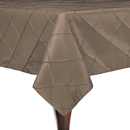 Ultimate Textile (5 Pack) Embroidered Pintuck Taffeta 60 x 108-Inch Rectangle Tablecloth Taupe