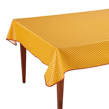 Esterel Safran Rectangular French Tablecloth, Coated Cotton, 63 x 138 (10-12 people)