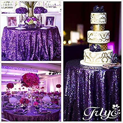 70% off More sizes Purple Sequin tablecloth for Wedding Event supplies Choose size 72'' to 196''