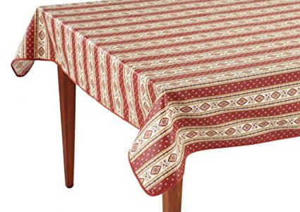 Esterel Terre Cuite Striped Rectangular French Tablecloth, Uncoated Cotton, 63 x 138 (10-12 people) Review