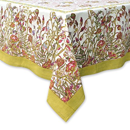 Couleur Nature 59-inches by 86-inches Fleur Tablecloth, Petit, Green