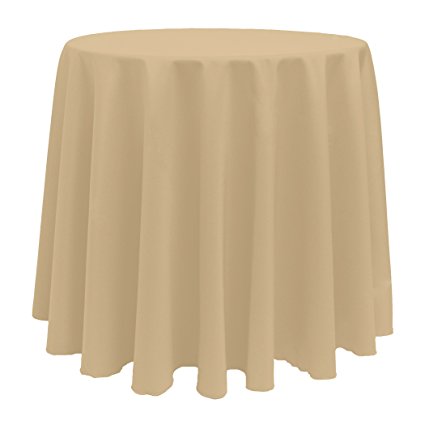 Ultimate Textile (10 Pack) 90-Inch Round Polyester Linen Tablecloth - for Wedding, Restaurant or Banquet use, Camel Light Brown