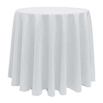 Ultimate Textile (5 Pack) 114-Inch Round Polyester Linen Tablecloth - for Wedding, Restaurant or Banquet use, White