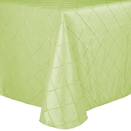 Ultimate Textile (3 Pack) Embroidered Pintuck Taffeta 60 x 84-Inch Oval Tablecloth Honeydew Light Green